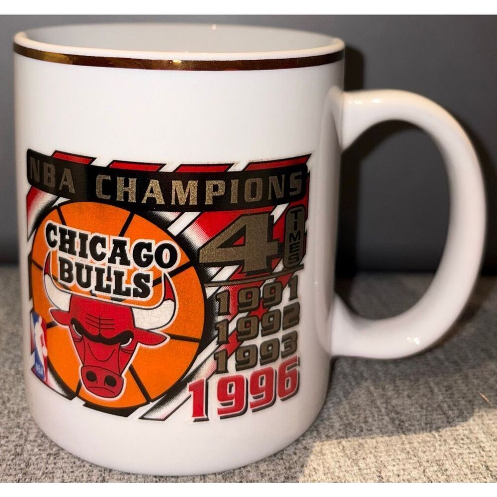 vintage 1996 Chicago Bulls NBA 4-Time Champions ceramic coffee mug